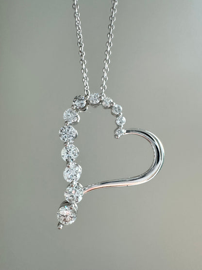 14K Gold Diamond Open Heart Pendant