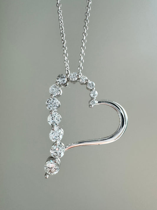 14K Gold Diamond Open Heart Pendant