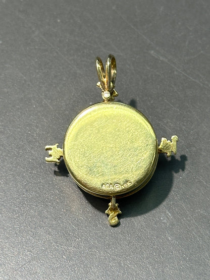 复古 18K 金工作罗盘吊坠