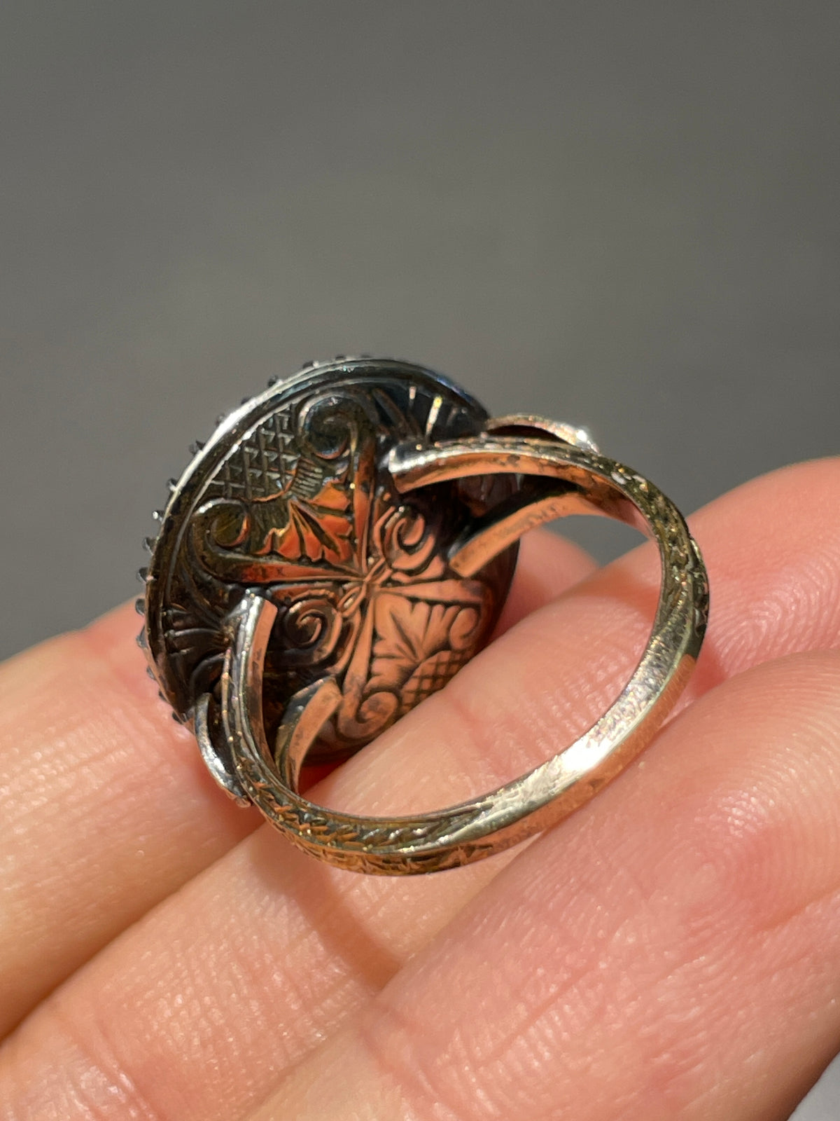 Antique Georgian 18K Gold Topped Silver Rose Cut Diamond Cluster Ring