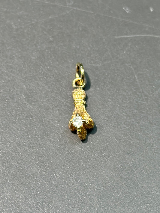 Antique 14K Gold Claw and Egg Diamond Conversion Charm