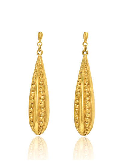 Vintage 14K Gold Motif Scroll Drop Earrings