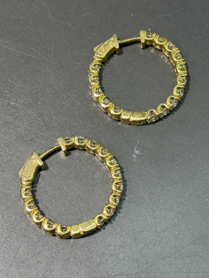 14K Yellow Gold 3.36 CTW Diamond Hoop Earring