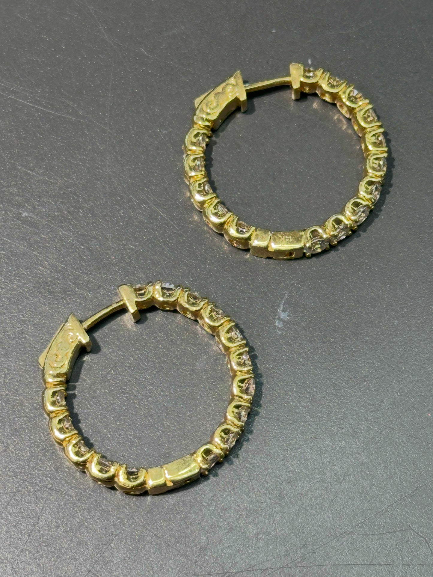 14K Yellow Gold 3.36 CTW Diamond Hoop Earring