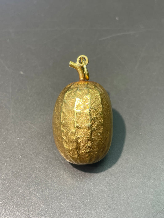 Vintage 18K Yellow Gold Large Melon Pendant