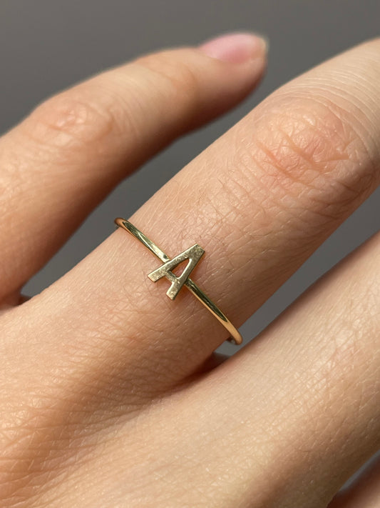 14K Yellow Gold "A" Letter Ring