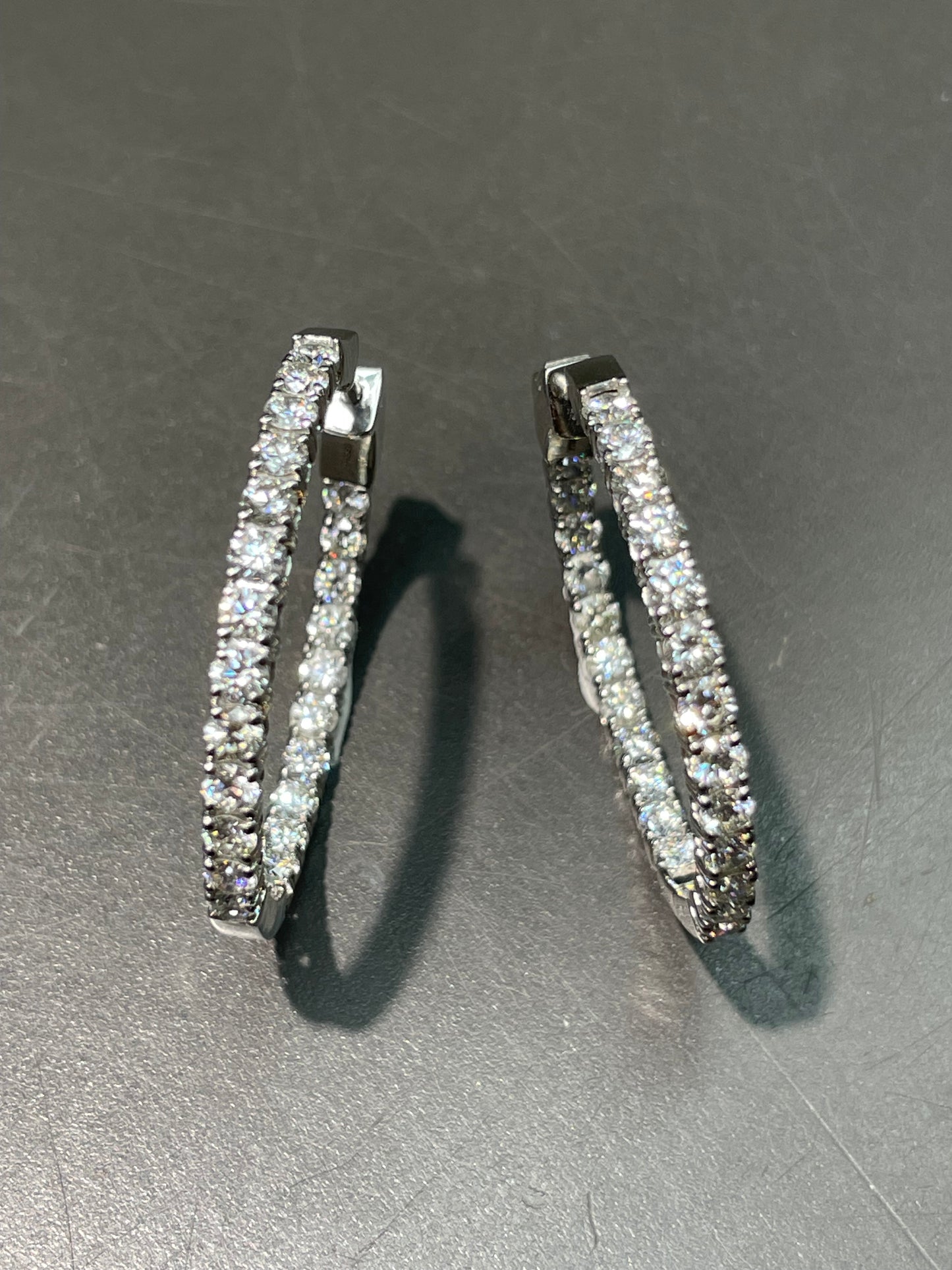 Platinum 4.0 CTW Diamond 30.0 mm Inside Out Hoop Earring
