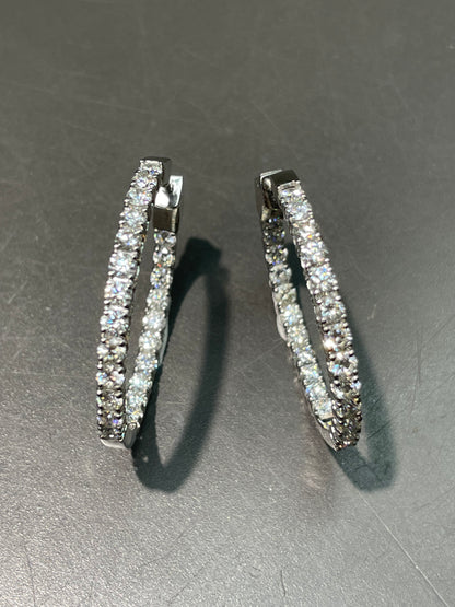Platinum 4.0 CTW Diamond 30.0 mm Inside Out Hoop Earring