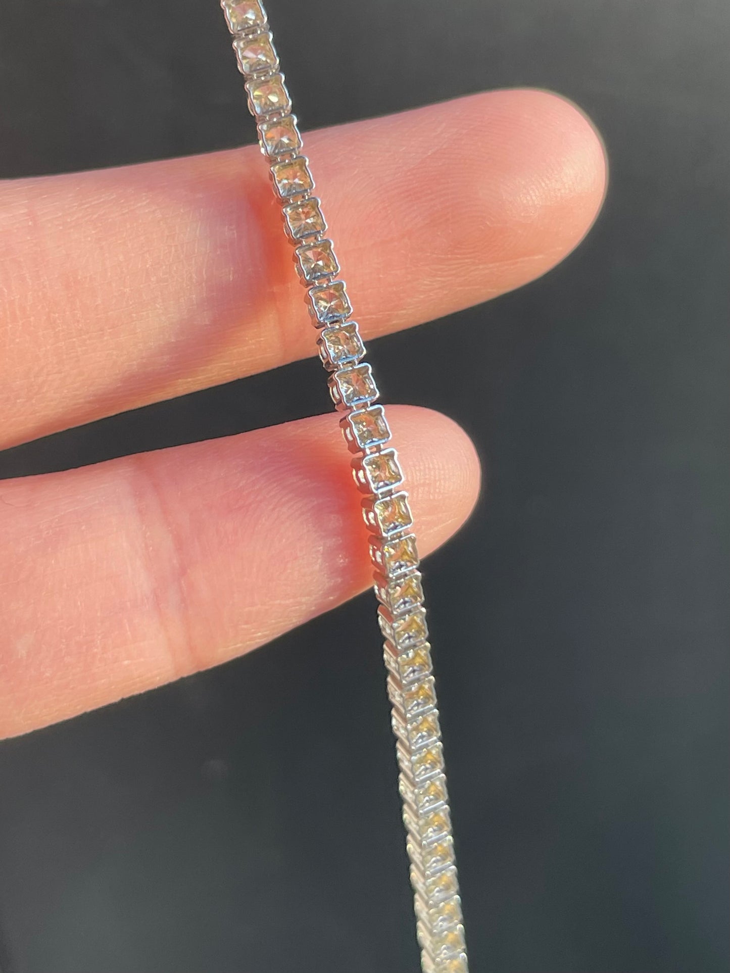 14K 白金 3.00 CTW 钻石网球手链