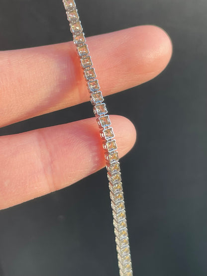 14K 白金 3.00 CTW 钻石网球手链