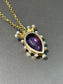 Victorian 14K Gold Amethyst Natural Pearl Crown Pendant