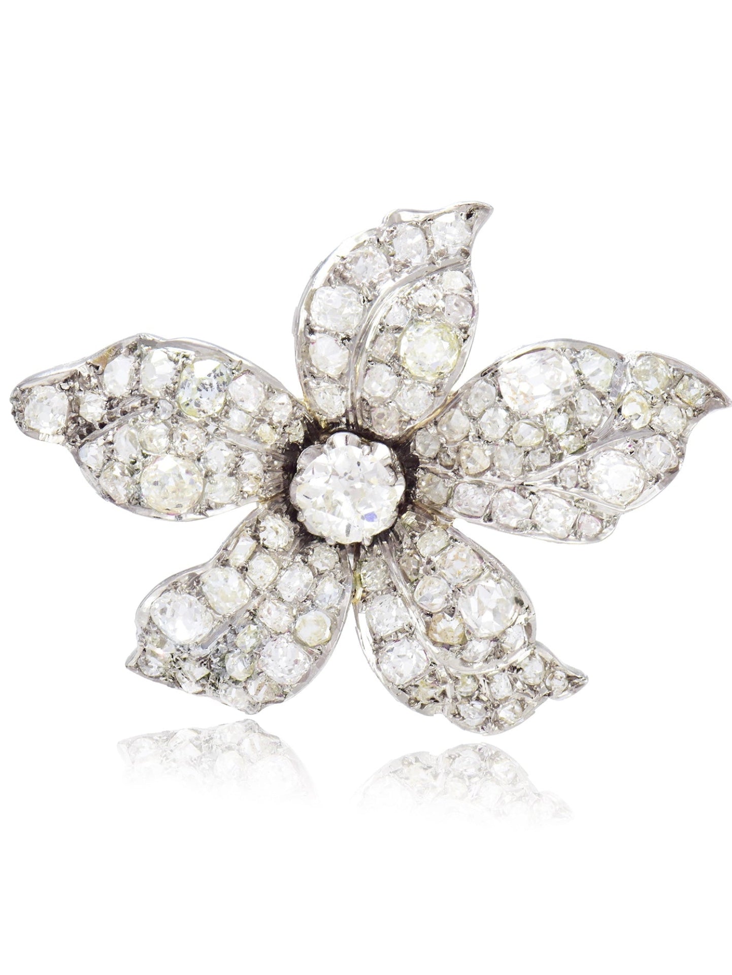 Antique Platinum 7.5 CTW Diamond Pave Brooch
