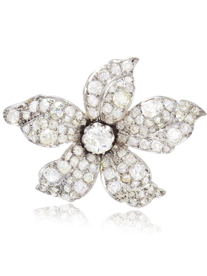 Antique Platinum 7.5 CTW Diamond Pave Brooch