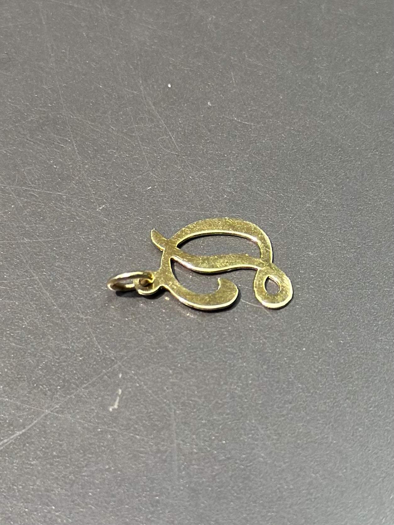 Vintage 14K Gold Script D Letter Charm