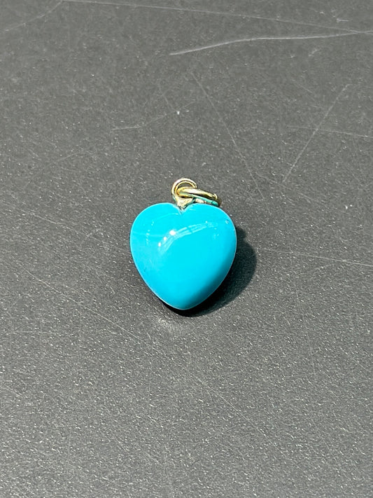 14K Gold Turquoise Heart Charm