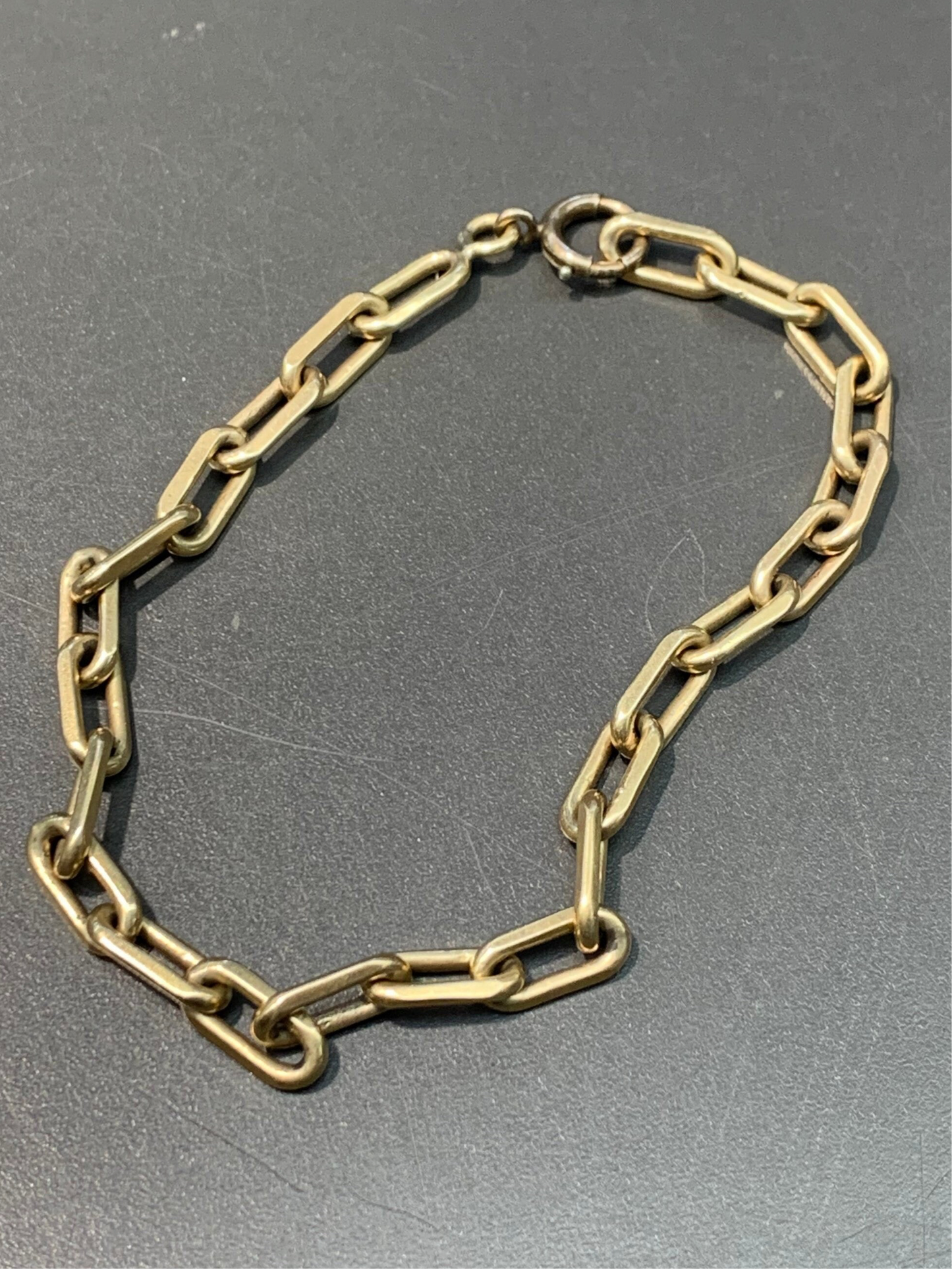 复古 14K 黄金纯色机车链手链