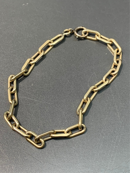 复古 14K 黄金纯色机车链手链