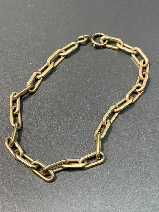 复古 14K 黄金纯色机车链手链