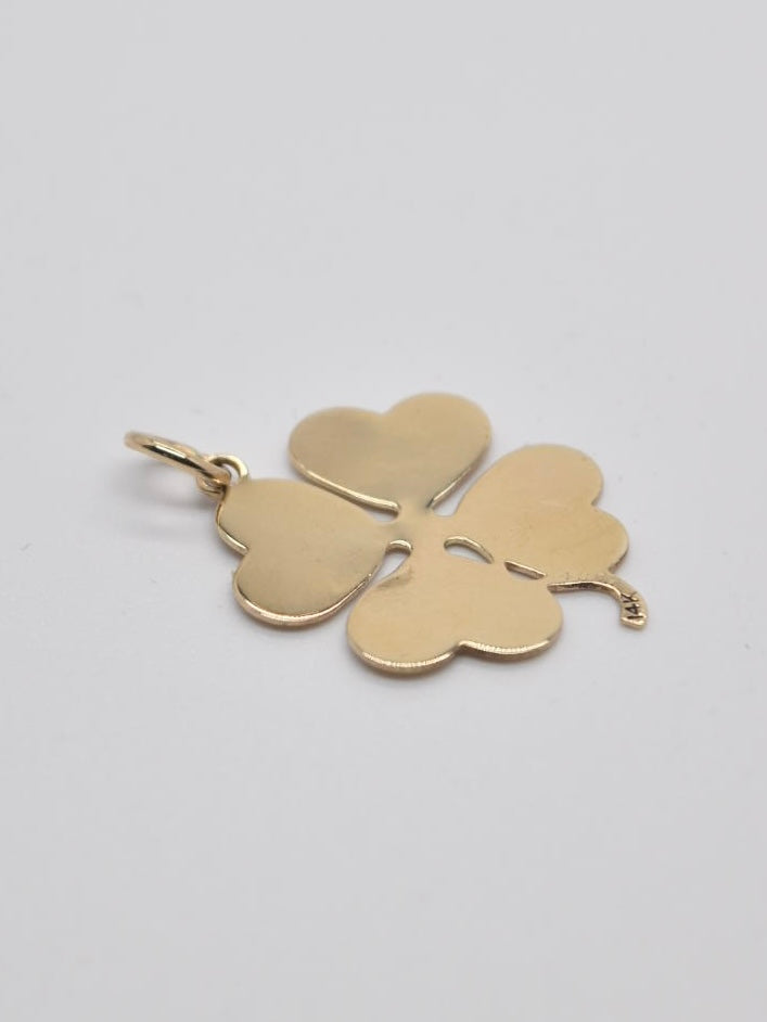 Vintage 14K Gold Large Clover Pendant