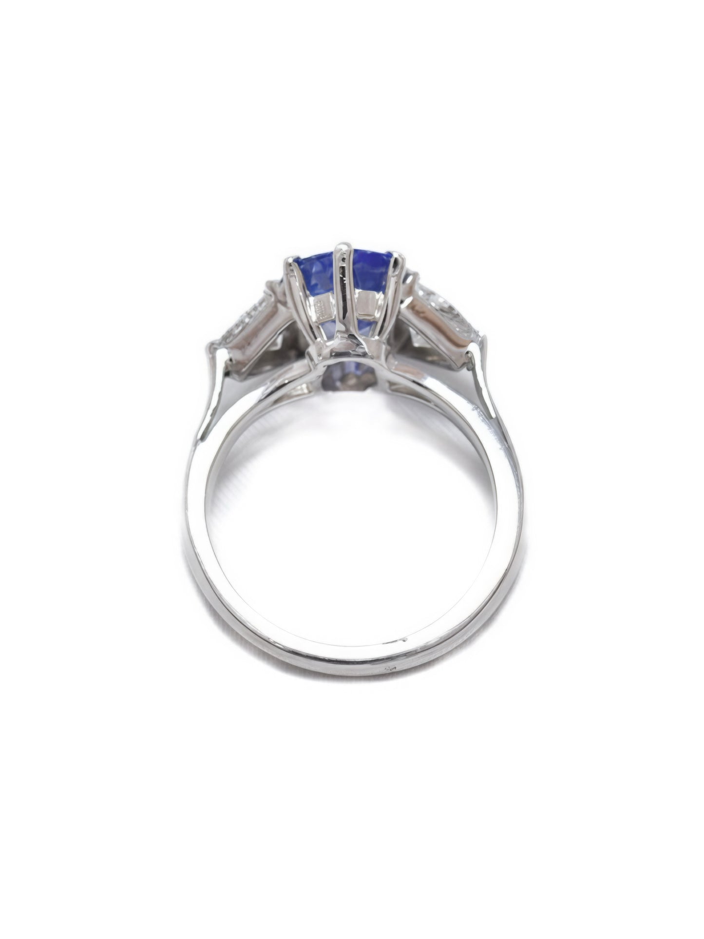Platinum 3.66 CTW No Heat Ceylon Sapphire Diamond Three Stone Ring