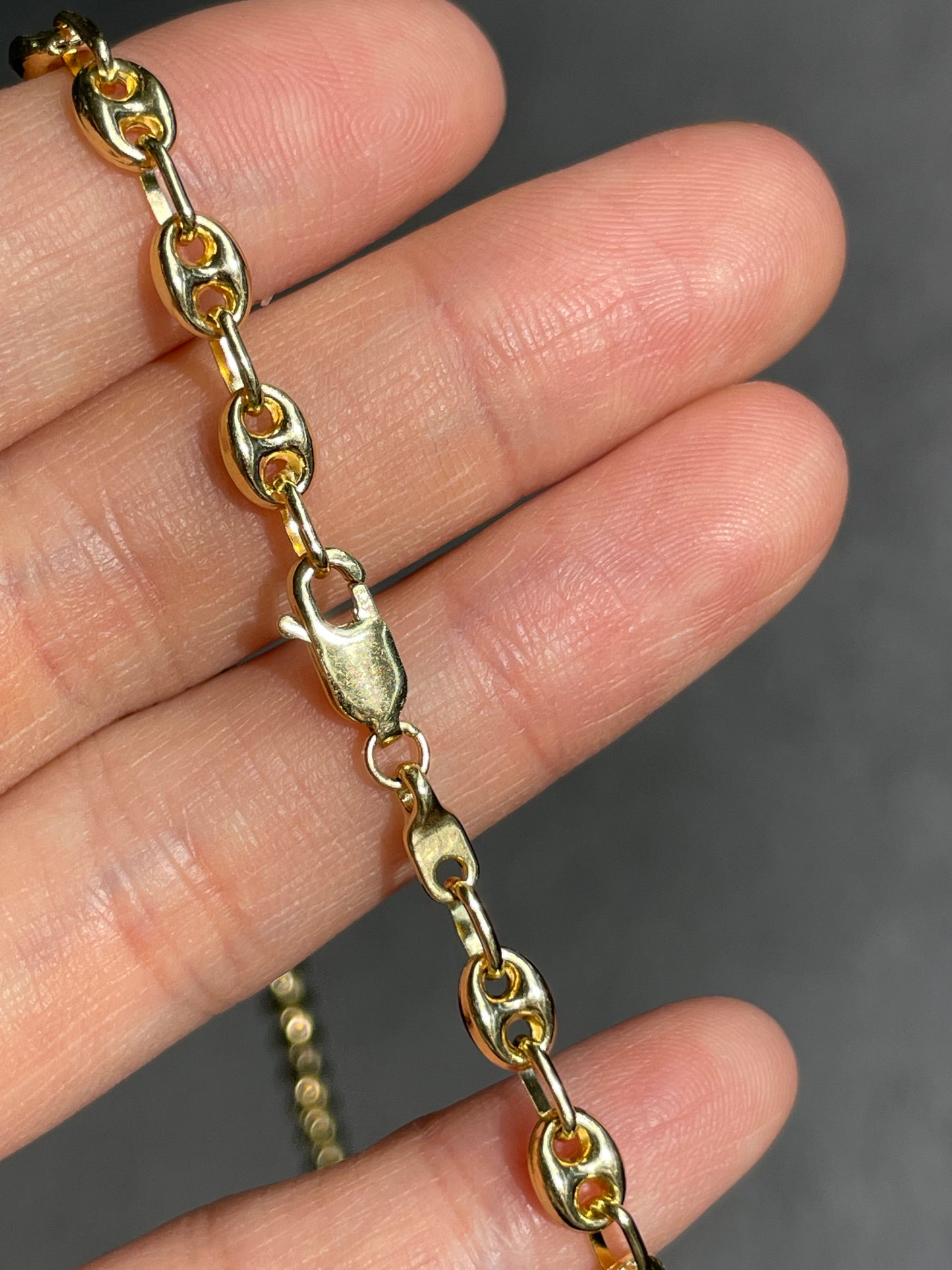 14K Gold 4.5 mm Puffy Mariner Chain Necklace