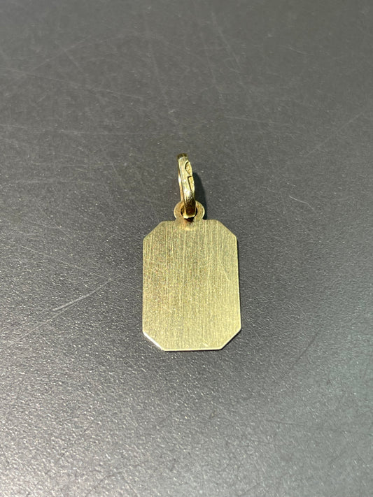 Vintage 18K Yellow Gold Mini Dog Tag Charm Pendant