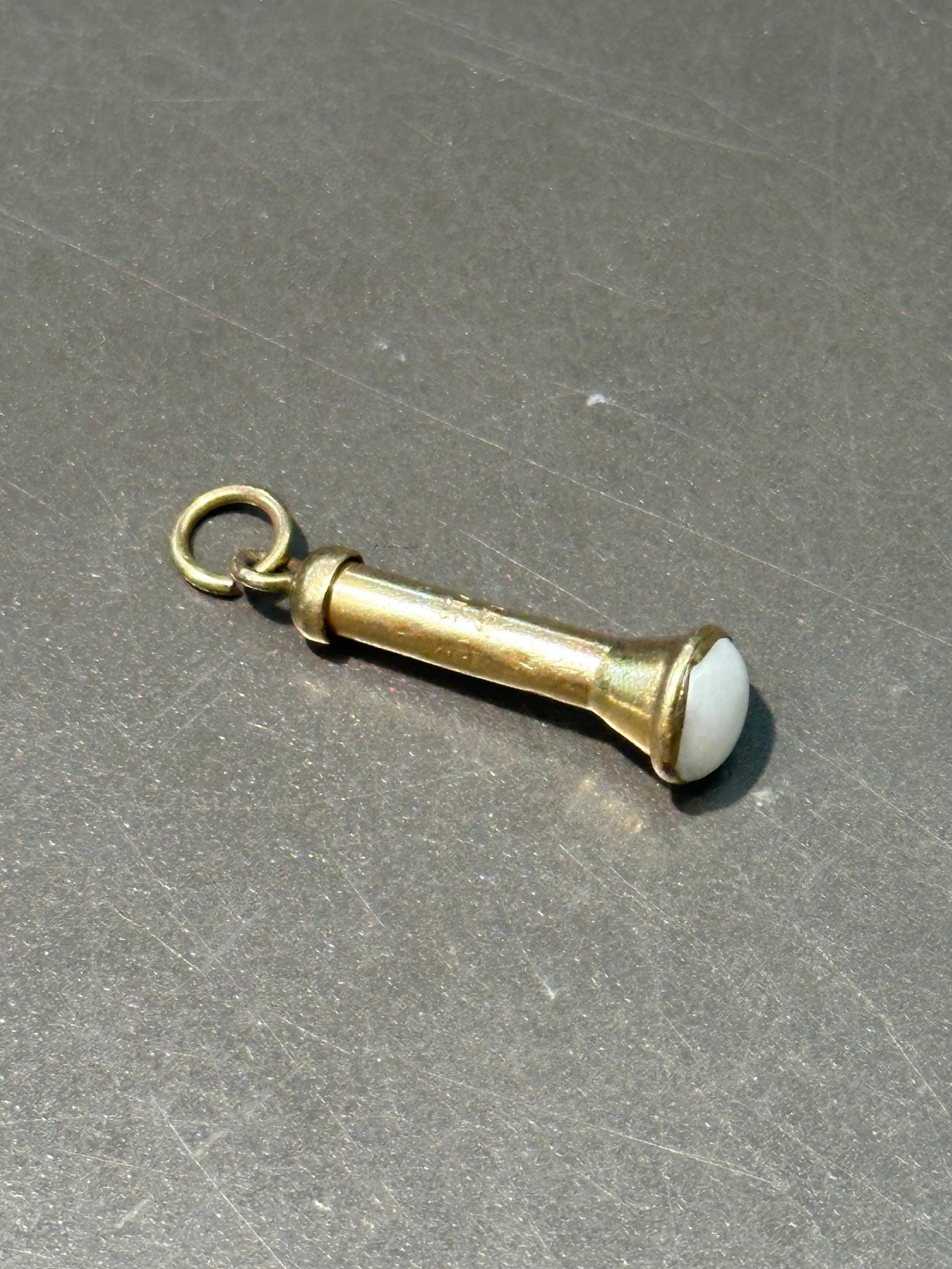 Vintage 14K Yellow Gold Pearl Flashlight Charm