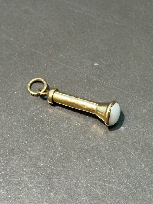 Vintage 14K Yellow Gold Pearl Flashlight Charm