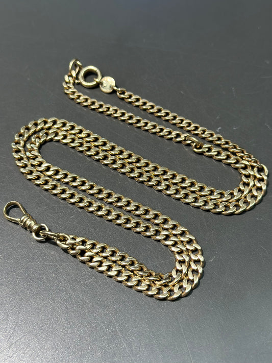 Vintage 14K Gold Curb Link Watch Chain 27.0 inch