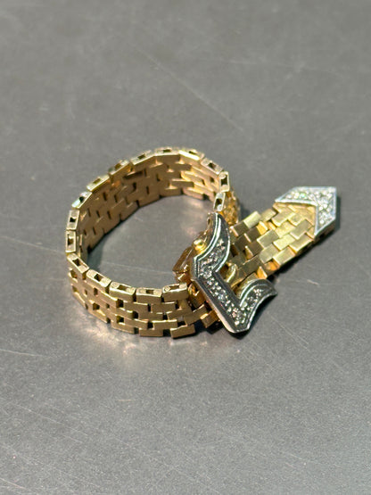 复古 18K 黄金 0.08 CTW 钻石可调节带扣皮带环