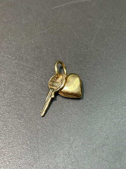 14K Yellow Gold Petite Key and Heart "Del Cuore" Charm Pendant