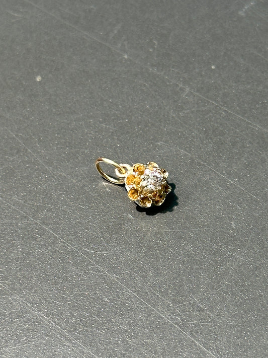 Victorian 14K Gold Diamond Buttercup Charm