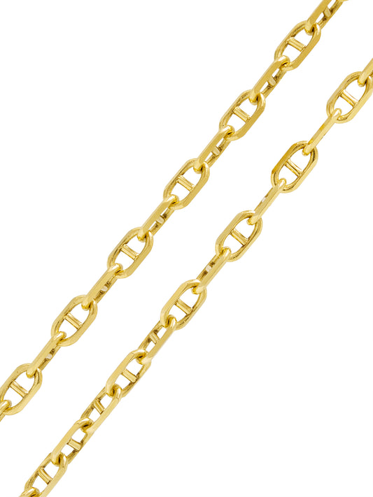 14K Gold Faceted Mariner Link Chain Necklace