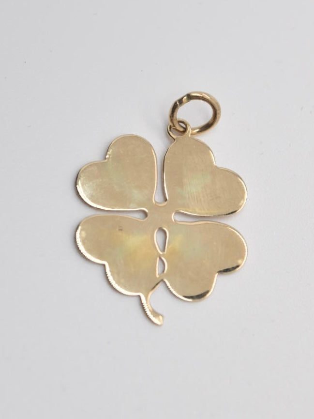 Vintage 14K Gold Large Clover Pendant