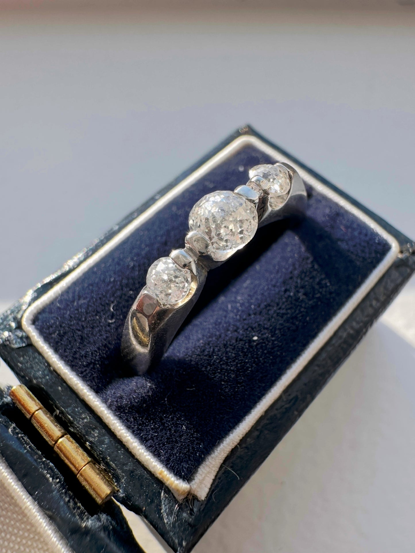 Vintage Platinum 0.55 CTW Three Stone Diamond Ring