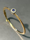 Antique French 18K Gold Natural Sapphire Diamond Halo Bangle Bracelet