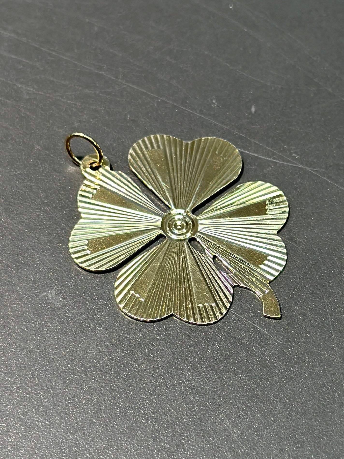 Vintage 14K Gold XL Four Leaf Clover Pendant