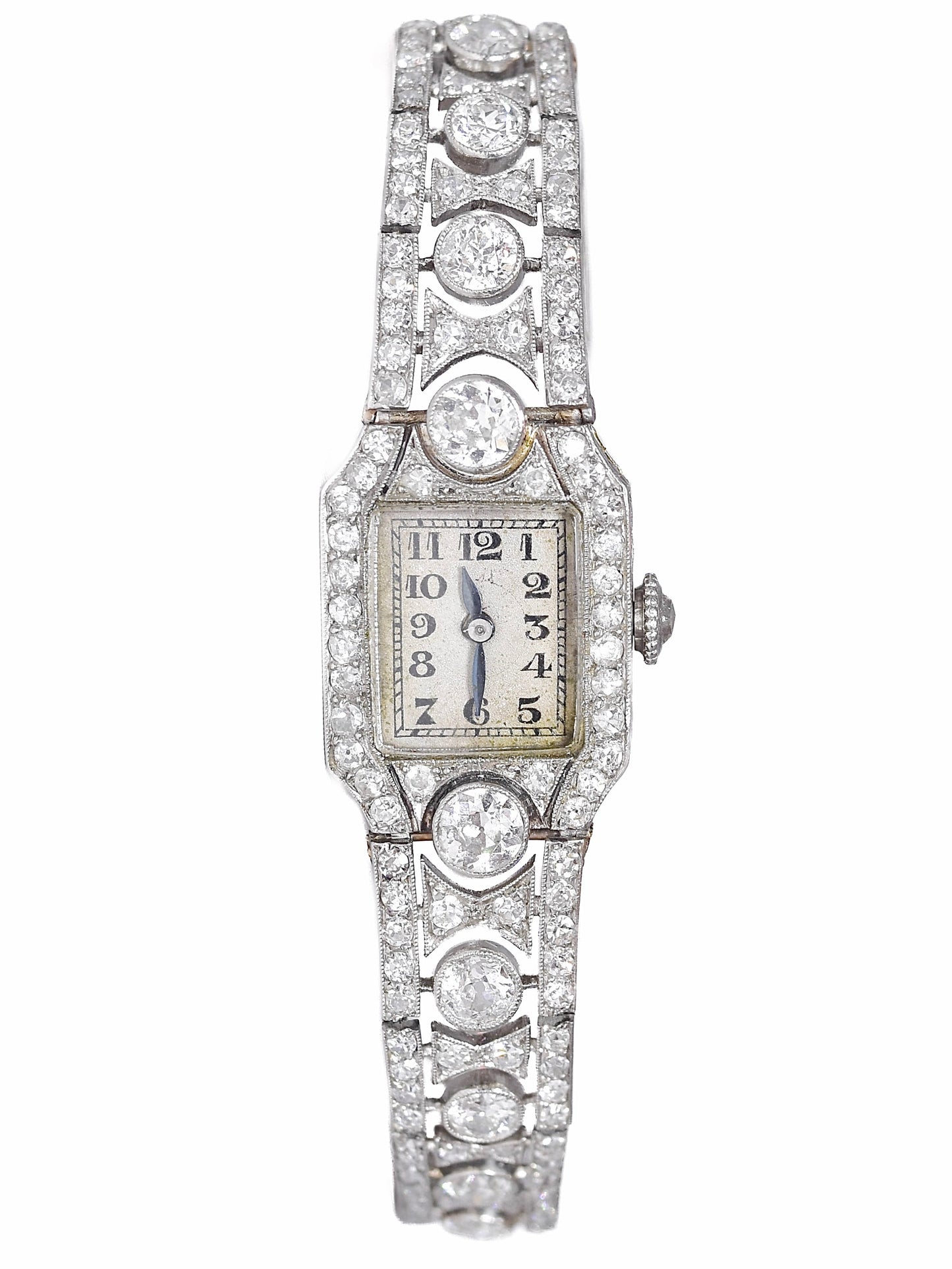 Art Deco French Platinum 8.10 CTW Diamond Watch Bracelet
