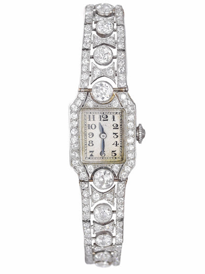 Art Deco French Platinum 8.10 CTW Diamond Watch Bracelet