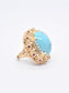 Retro 14K Gold Turquoise Diamond Ruby Cluster Ring SZ 5