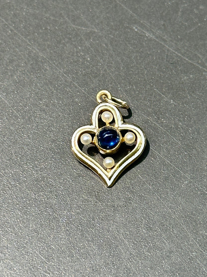 新艺术风格 14K 黄金蓝宝石白色珐琅图案吊饰