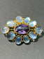 Georgian 14K Gold Moonstone Faceted Amethyst Brooch