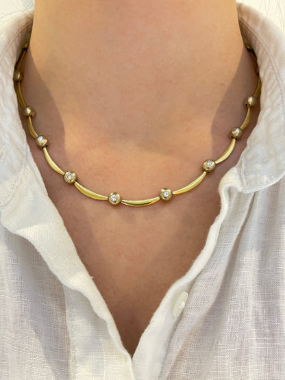 14K Gold 0.53 CTW Diamond Bezel Collier Necklace