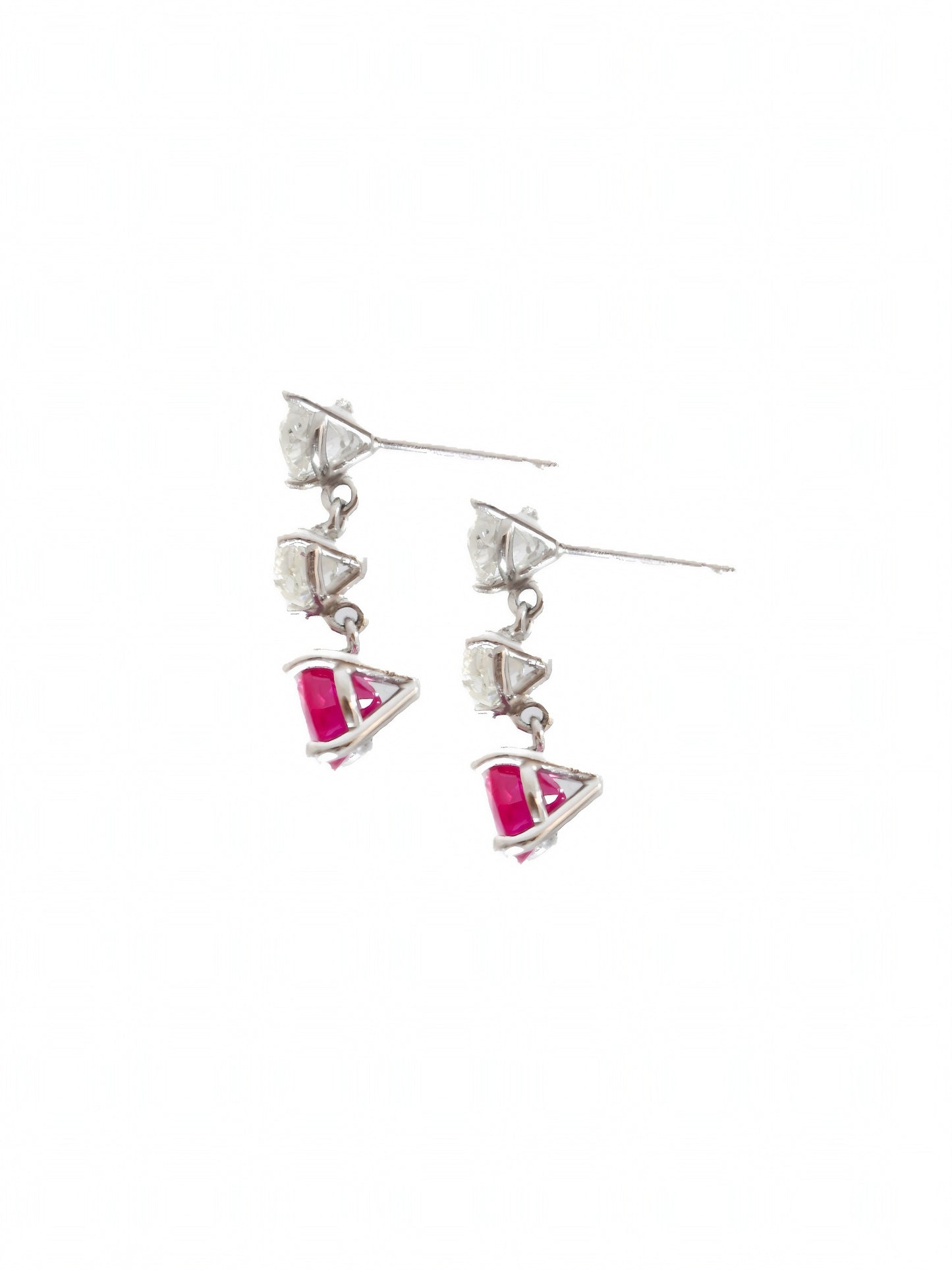 Art Deco 18K Gold Natural Burma Ruby Diamond Earring GIA