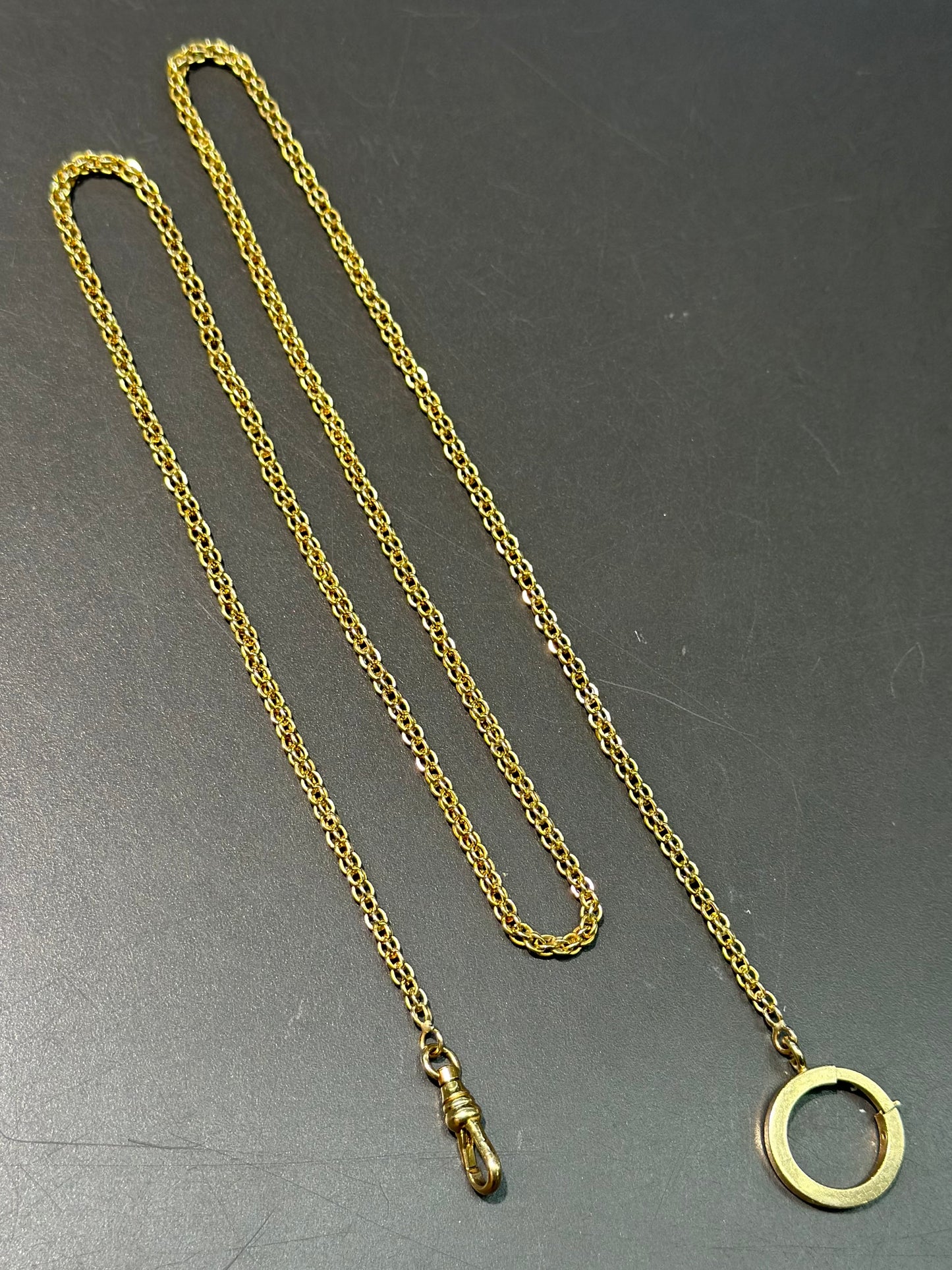 Antique 15K Yellow Gold Fancy Link Watch Chain 24.5”