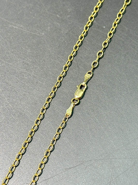 14K Gold Faceted Oval Link Chain Necklace 18.0 inch