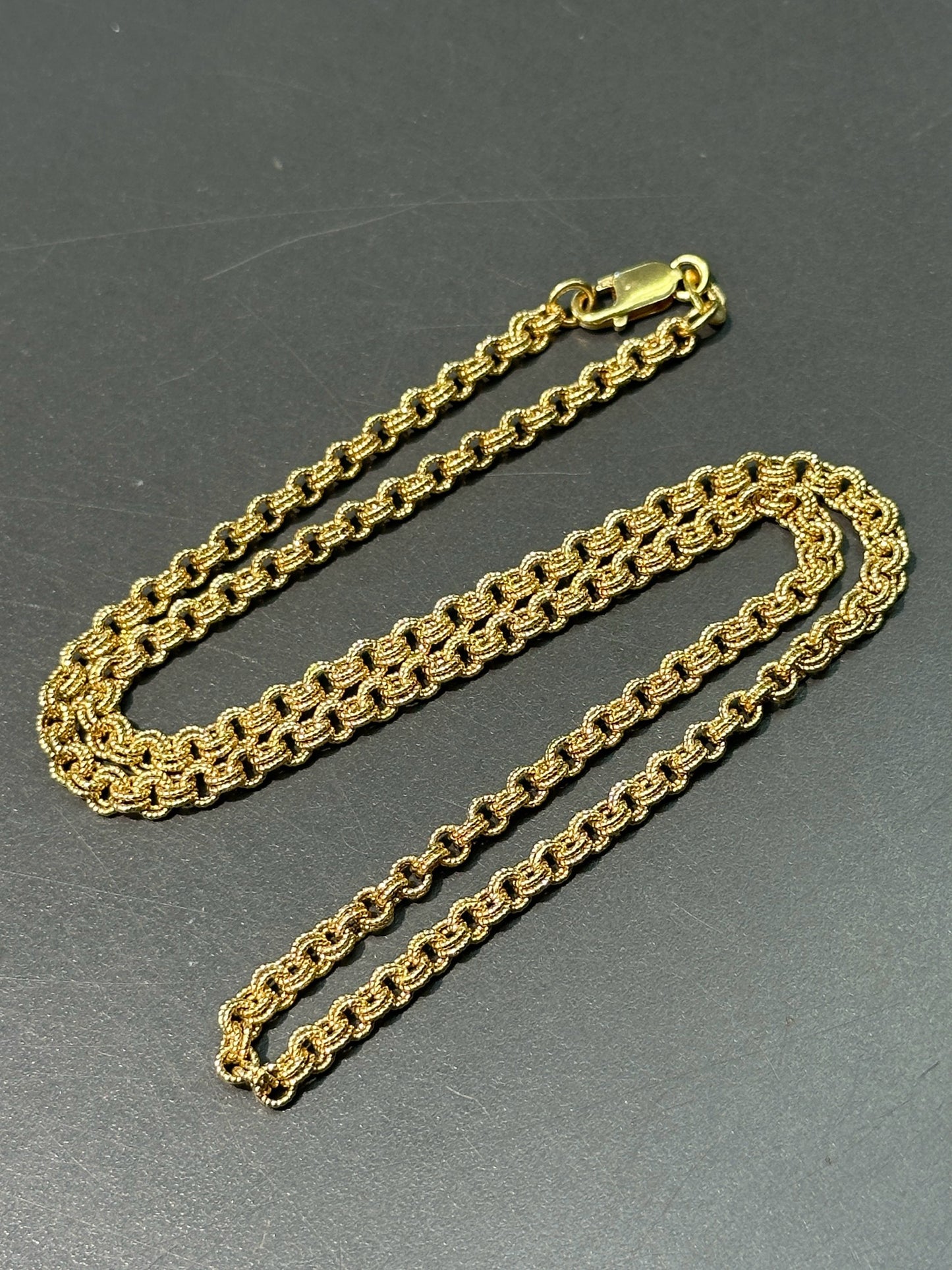 14K Yellow Gold 3.5 mm Solid Fancy Link Necklace