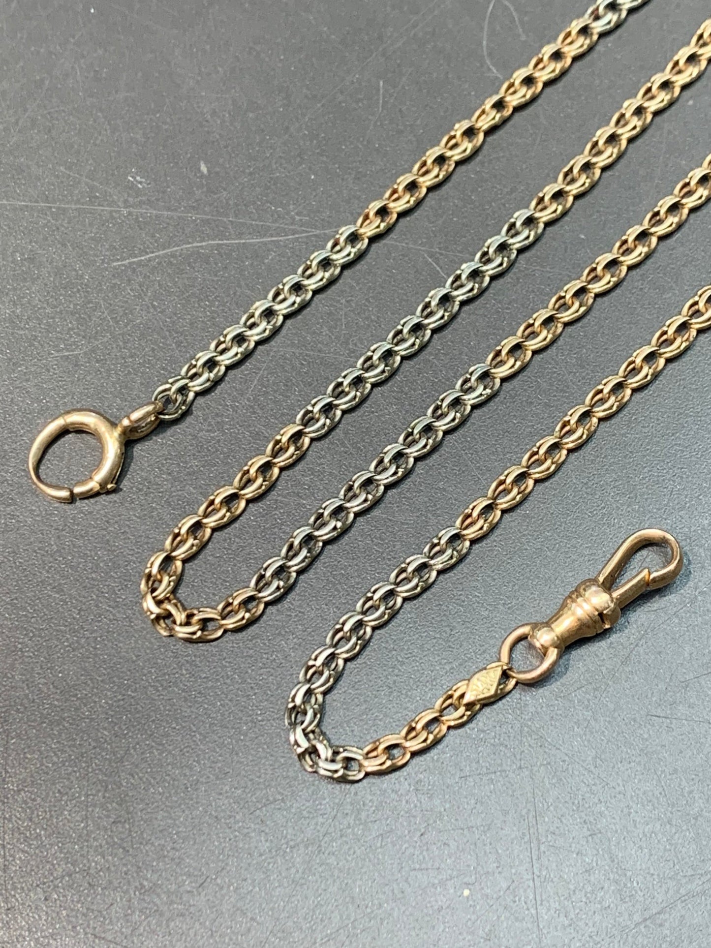 Edwardian 14K Gold Bi-Tone Watch Chain