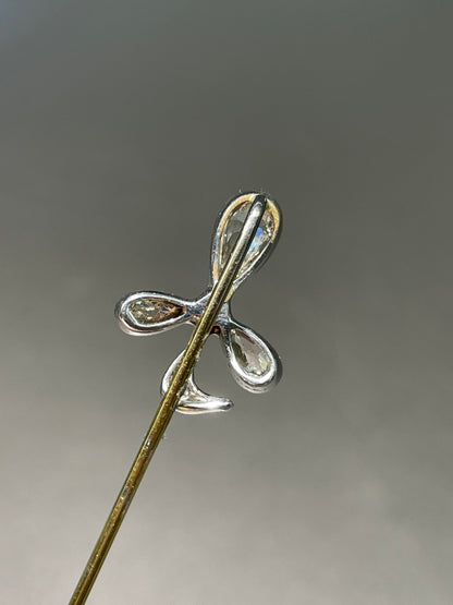 Edwardian Platinum 18K Gold 0.64 CTW Diamond Shamrock Stick Pin