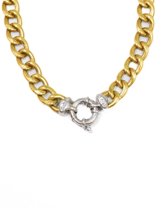 18K Two-Tone Diamond Curblink Chain Necklace